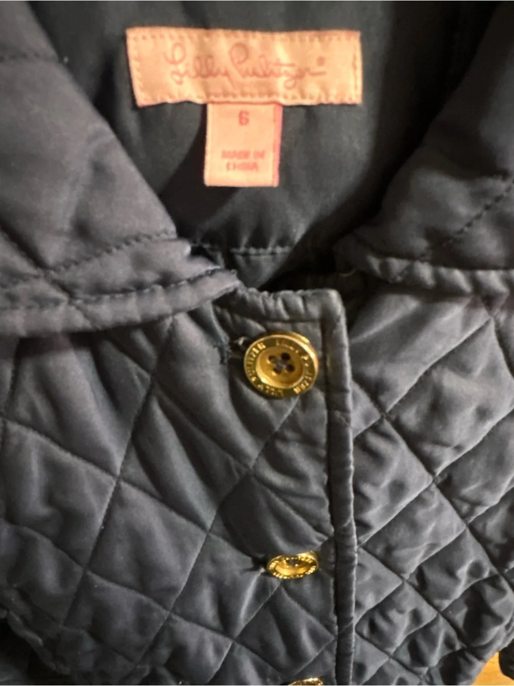Lilly Pulitzer Navy Quilted ladies small Button-Front Puffer Jacket
